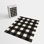 Large Gingham Check Pattern in Black and Almond Cream Jigsaw Puzzle Gallery Image 2