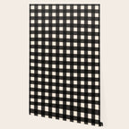 Large Gingham Check Pattern in Black and Almond Cream Wallpaper Gallery Image 2