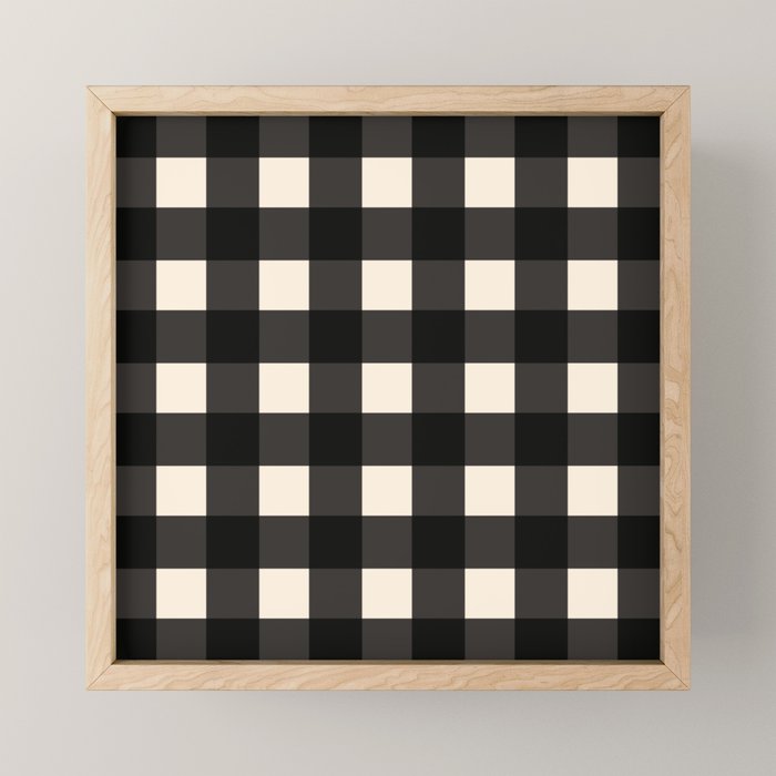 Large Gingham Check Pattern in Black and Almond Cream Mini Art Print Gallery Image 1
