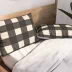 Large Gingham Check Pattern in Black and Almond Cream Pillow Sham Gallery Image 2