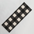 Large Gingham Check Pattern in Black and Almond Cream Yoga Mat Gallery Image 1