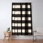 Large Gingham Check Pattern in Black and Almond Cream Window Curtain Gallery Image 5