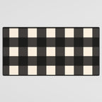 Large Gingham Check Pattern in Black and Almond Cream Desk Mat Gallery Image 3
