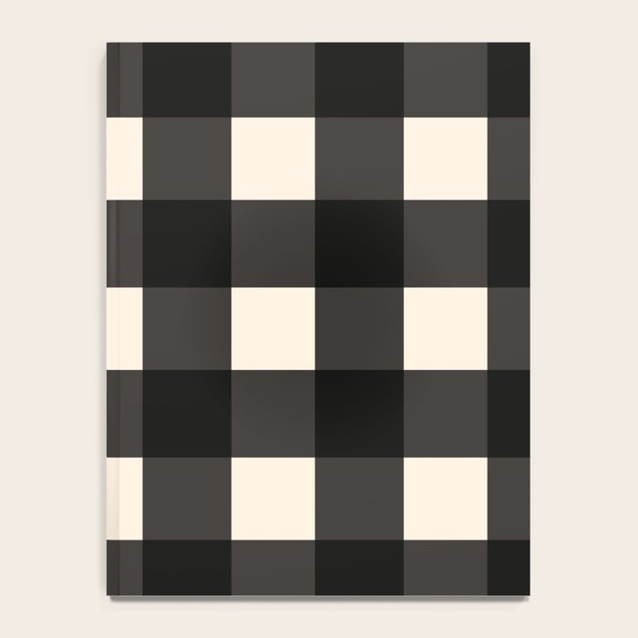 Large Gingham Check Pattern in Black and Almond Cream Notebook Gallery Image 4