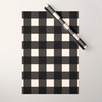Large Gingham Check Pattern in Black and Almond Cream Wrapping Paper Gallery Image 1