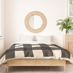 Large Gingham Check Pattern in Black and Almond Cream Duvet Cover Gallery Image 3