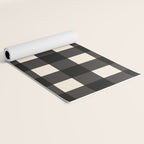 Large Gingham Check Pattern in Black and Almond Cream Yoga Mat Gallery Image 2