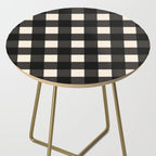 Large Gingham Check Pattern in Black and Almond Cream Side Table Gallery Image 2