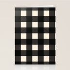 Large Gingham Check Pattern in Black and Almond Cream Stationery Card Gallery Image 2