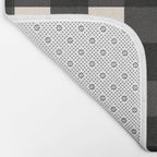 Large Gingham Check Pattern in Black and Almond Cream Bath Mat Gallery Image 2