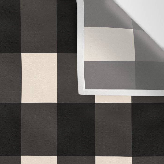 Large Gingham Check Pattern in Black and Almond Cream Wall Tapestry Gallery Image 3