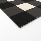 Large Gingham Check Pattern in Black and Almond Cream Welcome Mat Gallery Image 2