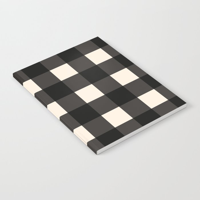 Large Gingham Check Pattern in Black and Almond Cream Notebook Gallery Image 2