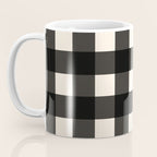 Large Gingham Check Pattern in Black and Almond Cream Coffee Mug Gallery Image 3