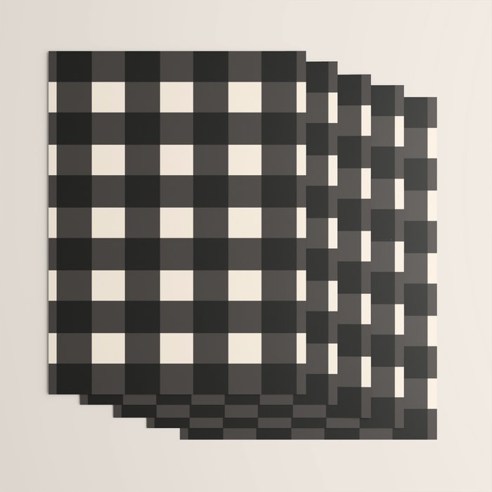 Large Gingham Check Pattern in Black and Almond Cream Wrapping Paper Gallery Image 3