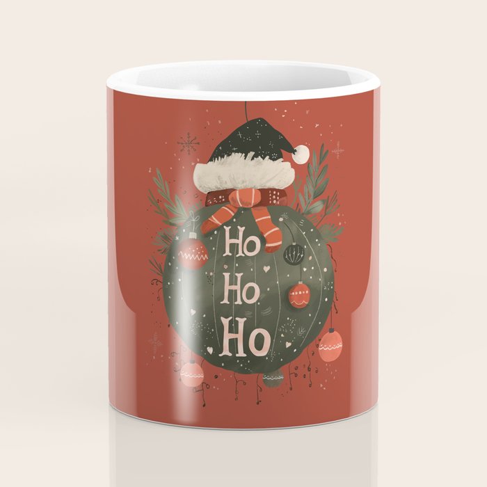 Festive Ho Ho Ho Bauble Red  Coffee Mug Gallery Image 4
