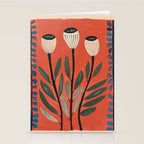 Terracotta Poppy Pod Folk Art Stationery Card Gallery Image 2