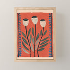 Terracotta Poppy Pod Folk Art Mini Art Print Gallery Image 1