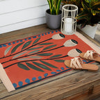 Terracotta Poppy Pod Folk Art Outdoor Rug Gallery Image 2