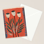 Terracotta Poppy Pod Folk Art Stationery Card Gallery Image 2