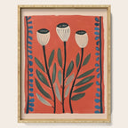 Terracotta Poppy Pod Folk Art Serving Tray Gallery Image 1