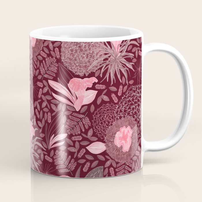 Forest Full of Wild Mushrooms in Burgundy & Peach Coffee Mug Gallery Image 1