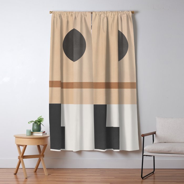 Mid Century Abstract Geometric 8 Window Curtain Gallery Image 5