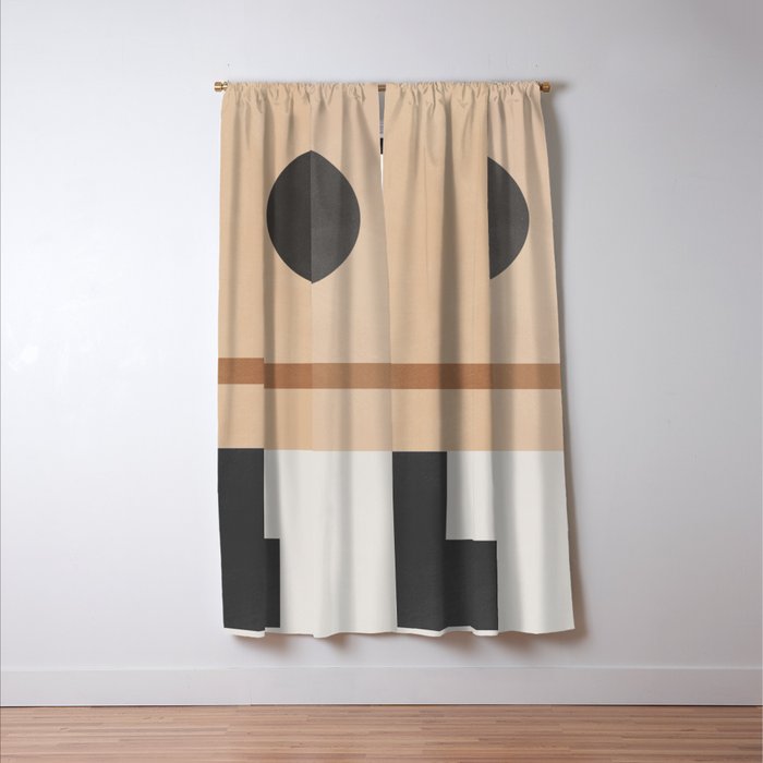 Mid Century Abstract Geometric 8 Window Curtain Gallery Image 3