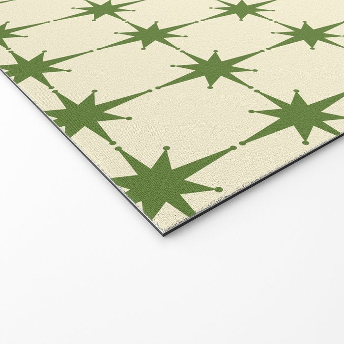 Mid Century Modern Atomic Stars Grid in Retro Christmas Green and Cream Welcome Mat Gallery Image 2
