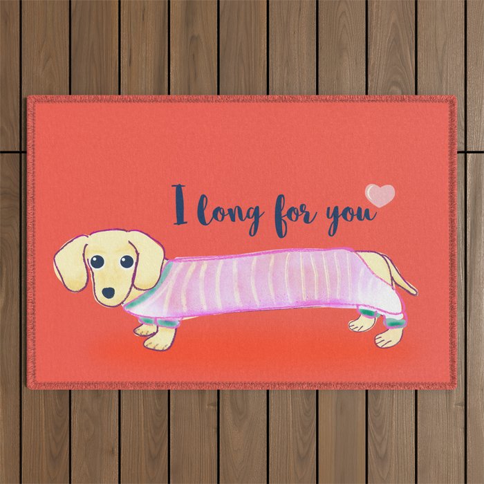 Valentine's Day dachshund dog Outdoor Rug Gallery Image 1