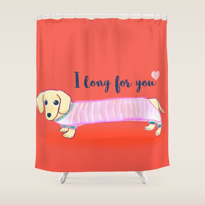 Valentine's Day dachshund dog Shower Curtain Gallery Image 1