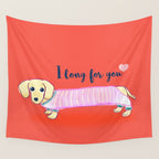 Valentine's Day dachshund dog Wall Tapestry Gallery Image 4