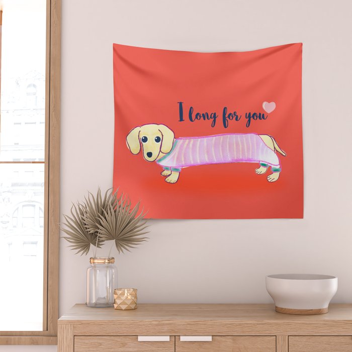 Valentine's Day dachshund dog Wall Tapestry Gallery Image 2