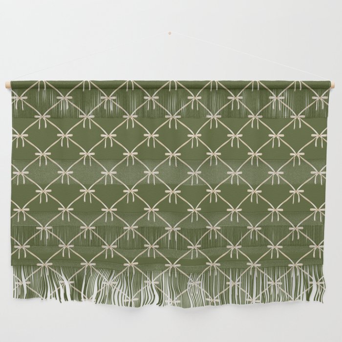 Bows & Ribbons Pattern XXII Dark Olive Green Wall Hanging Gallery Image 1