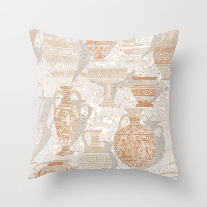 Antique pottery warm neutral Throw Pillow Gallery Image 6