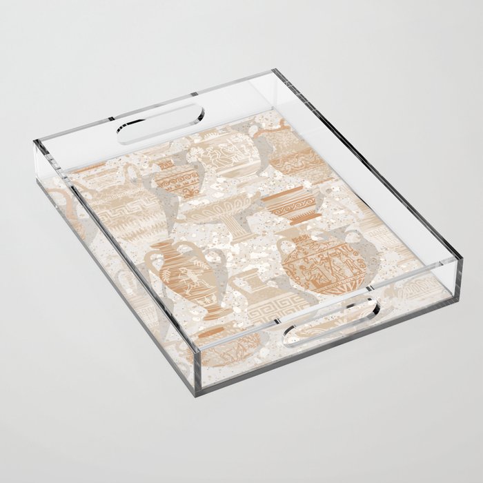 Antique pottery warm neutral Acrylic Tray Gallery Image 1