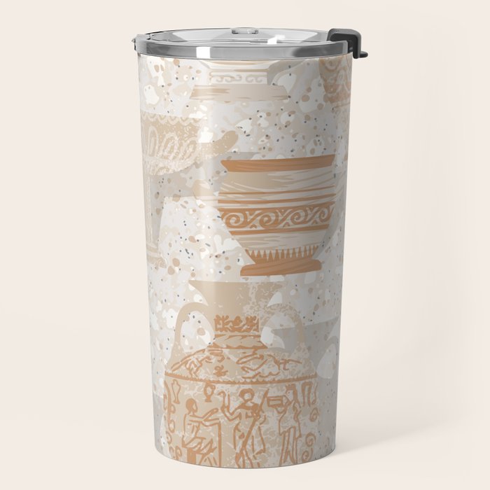 Antique pottery warm neutral Travel Mug Gallery Image 2