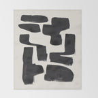 Mid Century Modern Minimalist Abstract Art Brush Strokes Black & White Ink Art Shapes Throw Blanket Gallery Image 2