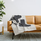 Mid Century Modern Minimalist Abstract Art Brush Strokes Black & White Ink Art Shapes Throw Blanket Gallery Image 1
