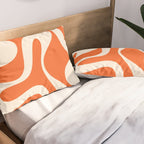 Soft Curves Retro Modern Abstract Pattern in Orange and Cream Pillow Sham Gallery Image 2