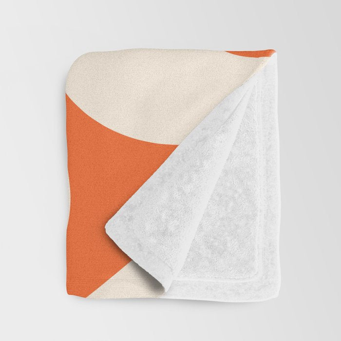 Soft Curves Retro Modern Abstract Pattern in Orange and Cream Throw Blanket Gallery Image 3