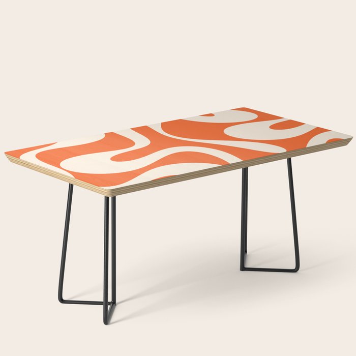 Soft Curves Retro Modern Abstract Pattern in Orange and Cream Coffee Table Gallery Image 1