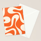 Soft Curves Retro Modern Abstract Pattern in Orange and Cream Stationery Card Gallery Image 2