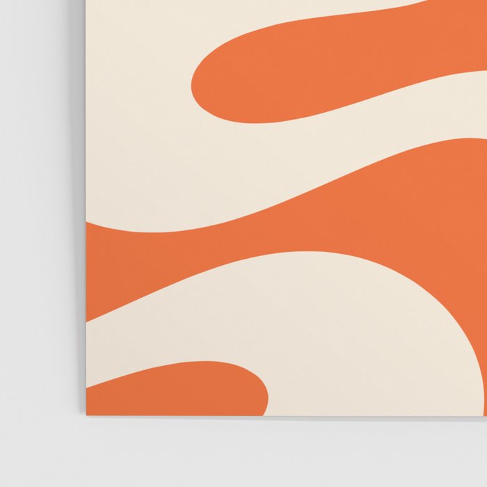 Soft Curves Retro Modern Abstract Pattern in Orange and Cream Poster Gallery Image 3