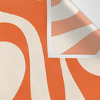 Soft Curves Retro Modern Abstract Pattern in Orange and Cream Wall Tapestry Gallery Image 3