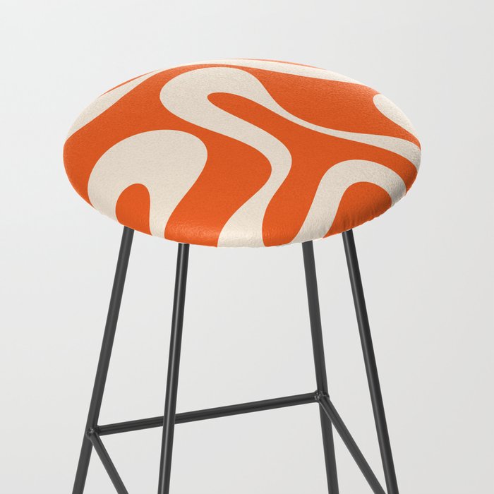Soft Curves Retro Modern Abstract Pattern in Orange and Cream Stool Gallery Image 2