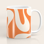 Soft Curves Retro Modern Abstract Pattern in Orange and Cream Coffee Mug Gallery Image 1