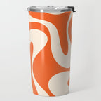 Soft Curves Retro Modern Abstract Pattern in Orange and Cream Travel Mug Gallery Image 2