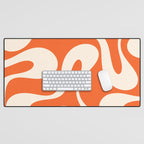 Soft Curves Retro Modern Abstract Pattern in Orange and Cream Desk Mat Gallery Image 1