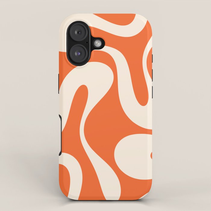 Soft Curves Retro Modern Abstract Pattern in Orange and Cream iPhone Case Gallery Image 1